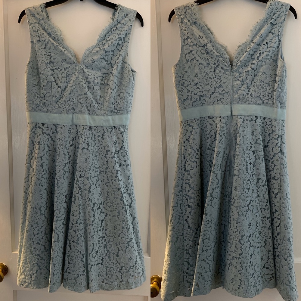 V neck aqua dress
